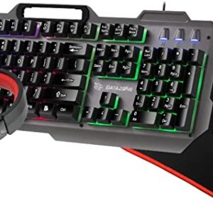 مجموعه العاب لوحة مفاتيح ميكانيكية مضيئة من داتازون وماوس وماوس باد سماعة رأس