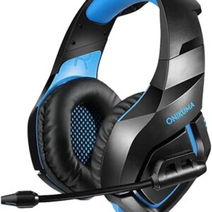 سماعات رأس K1B Pro للألعاب من ONIKUMA بإضاءة LED بلون أزرق مع أسود