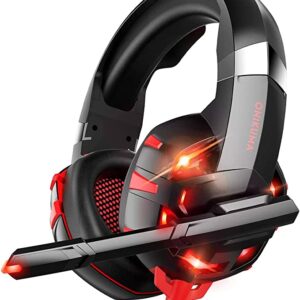 سماعات رأس K2 Pro للألعاب من ONIKUMA بإضاءة LED بلون أحمرمع أسود