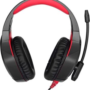 سماعات رأس K1B للألعاب من ONIKUMA بإضاءة LED بلون أحمر مع أسود