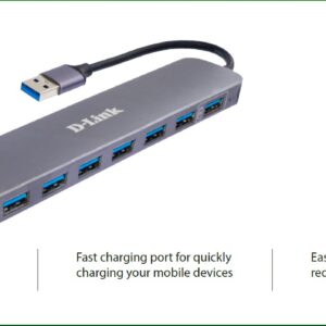 7 منافذ USB 3.0 Hub (منفذ واحد مع دعم الشحن السريع)
